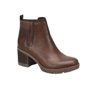 New Kors‎ Elsie Dark Brown Ankle Bootie Y2K Chunky Heel Faux Leather Fall Winter